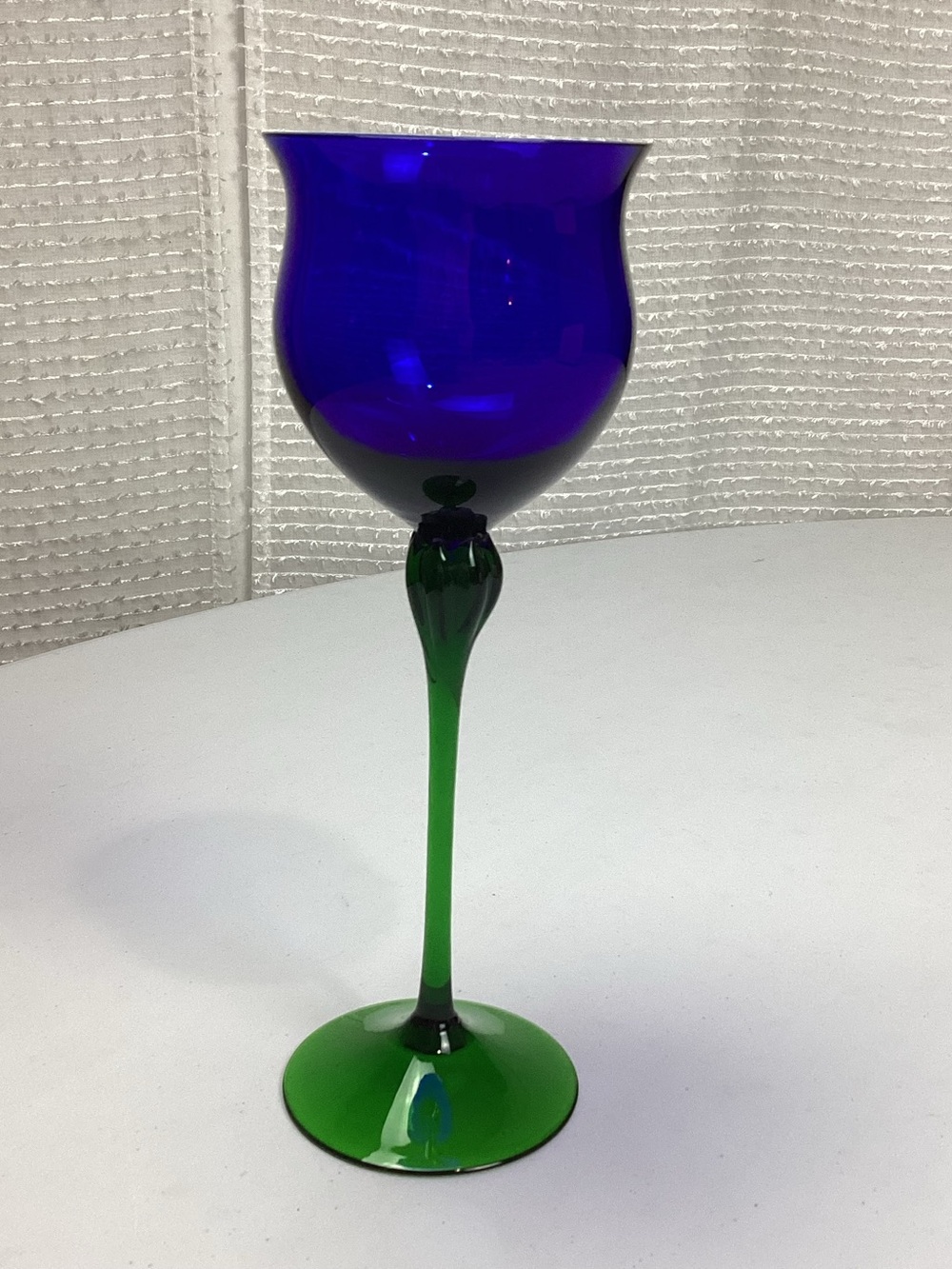 Vintage Mikasa Galleria Cobalt Blue Green 9” Wine Glass Limited 1993